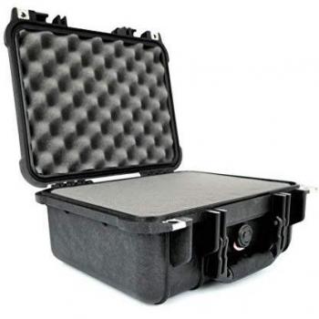 PELI 1400 Maleta protectora profesional para cámaras, objetivos, drones y sistemas ópticos, IP67 estanca, 9L de capacidad, fabricada en Alemania, con espuma personalizable, color negro