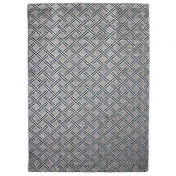 Tapis Vintage Estructura Escandinavo 133 x 190 cm Azul / Gris con Motivos en Relieve