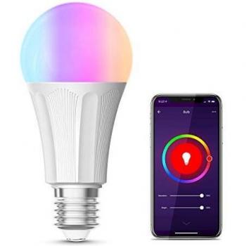 Bombilla Wifi Inteligente, Maxcio Bombilla LED Regulable E27 9W Compatible con Alexa/Google Home Control Remoto y Temporizador, No se Requiere Concentrador