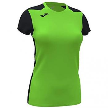 Camiseta de running Joma Record II manga corta mujer verde flúor negro
