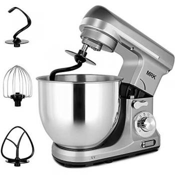 MRK MK37CE Batidora Amasadora,Robot de Cocina Batidora Multifunción de Bajo Ruido de 1000W,6 Niveles de Velocidad,Pantalla de tiempo LCD, 5,7litros capacidad,Robot de Cocina Automática Multifuncional