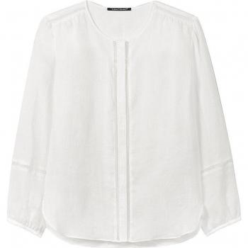 Luisa Cerano White Ramie Blouse with Hemstitch Details, Size L