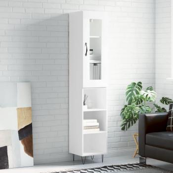 Aparador alto de madera multicapa blanco pulido 34,5x34x180 cm
