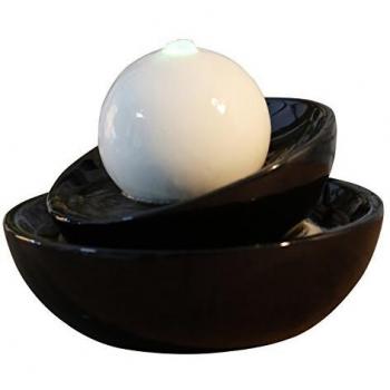 Zen' Light Zen Flow: Fuente de cerámica Negro/Blanco, 23 x 23 x 18 cm.