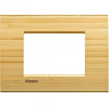 Placa Cuadrada Bticino Livinglight 3 Módulos Color Bambú LNA4803LBA - Diseño Moderno