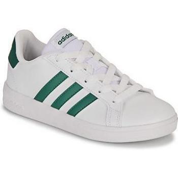 Zapatilla Adidas Grand Court 2.0 K - Zapatillas deportivas infantiles, diseño clásico, parte superior de cuero sintético, suela de goma para mayor tracción, plantilla acolchada para comodidad, cierre de cordones