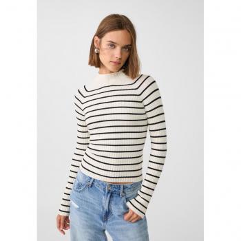 Vanilla Ribbed Striped Mock Turtleneck Knit Sweater XL