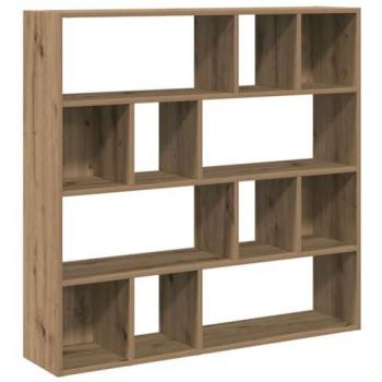 Artisan Oak Book Cabinet and Room Divider - 105x24x102 cm, Modern Engineered Wood Bookshelf with Ample Storage