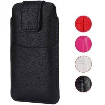 AXELENS Funda Movìl Cinturon Universal Cartera Vertical Calcetin Bolsa de Cuero Sintético por iPhone Samsung Huawei OPPO Xiaomi con Cierre de Gancho y Bucle Smartphone hasta 4'' - Negro