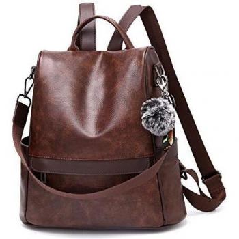 OUSIMEN Mochila Mujer Antirrobo de Cuero de PU Casual Bolsa Impermeable Bolso de Viaje Messenger Bag Backpack