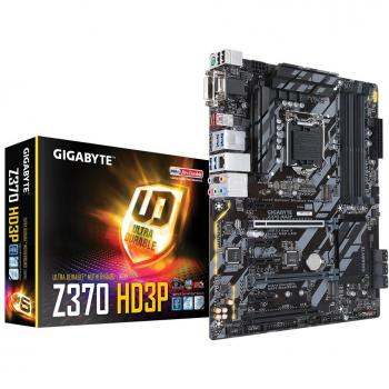 Placa Base ATX Gigabyte Z370 HD3P para Intel Core 8th Gen, Socket LGA1151, Chipset Z370, Soporta DDR4 hasta 64GB y Crossfire, con DVI-D, HDMI y VGA