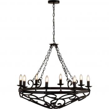 Lámpara de araña Cartwheel III, 8 luces, Ø 80 cm, acero dulce negro mate
