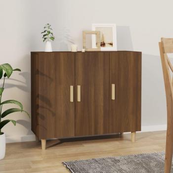Aparador de madera de ingeniería 90x34x80 cm, Mueble de Almacenaje de Salón, Buffet para salón Moderno, Armario Auxiliar, Armario de Almacenamiento en color marrón roble