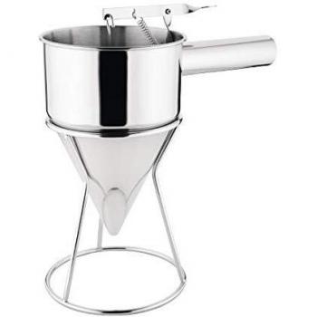Embudo de Pistón de Acero Inoxidable Vogue - 1.3 L para Porcionar Líquidos como Salsas y Coulis, Incluye Soporte, Uso Profesional y Doméstico