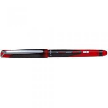 PILOT-Lote de 6 bolígrafos V-BALL de metal punta 1 mm, tinta líquida, color rojo