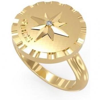Anillo Monete de Acero Dorado Guess - Talla Única