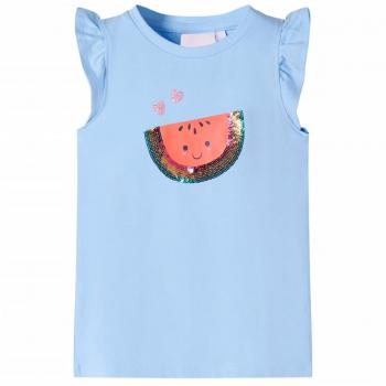 Camiseta infantil de manga volante azul claro 92