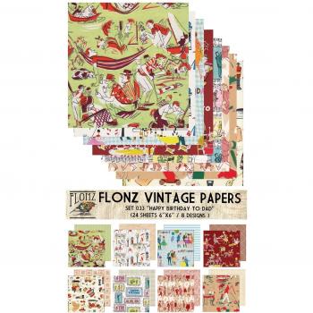 Paper Pack (24sh 6x6) Happy Birthday to Dad FLONZ Vintage Paper for Scrapbooking and Craft
