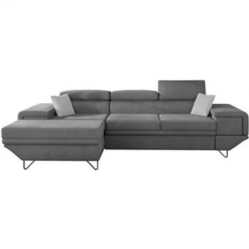 Sofá rinconero Comfivo 263 con función de descanso y caja de ropa de cama, 290x171x71cm