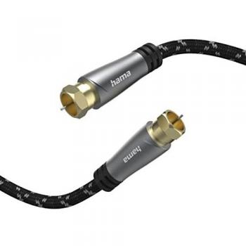 Cable SAT F-Fulgido 5m 120 dB - Conectores Metálicos Dorados, Cuádruple Apantallado para Full HD y 4K