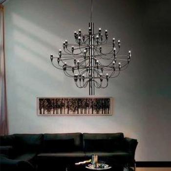 Lámpara de techo Castle 30 diseño imperial 30 portalámparas negro Ø86 cm