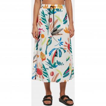 Urban Classics Women's Viscose Midi Skirt in White Sand and Fruity S