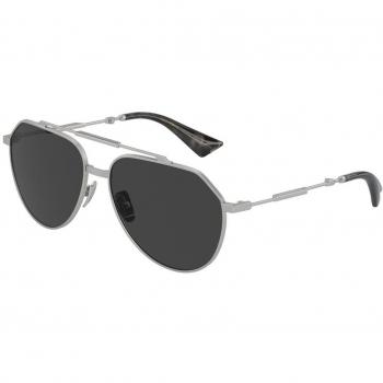 Dolce & Gabbana DG2302 Polarized Men's Sunglasses Silver Grey Pilot 60mm