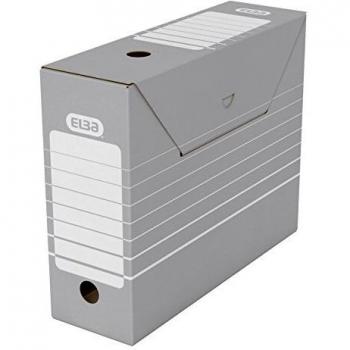 Caja de archivo ELBA tric, 110 mm de ancho, para documentos A4, color gris/blanco, cartón ondulado