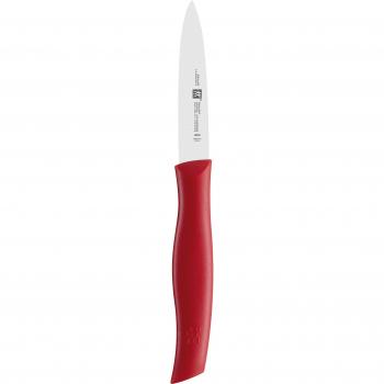 Zwilling Twin Grip - Cuchillo verdura, Hoja endurecida al frío Friodur, Acero Inoxidable, Mango sintético, 90 milímetros, Color Rojo