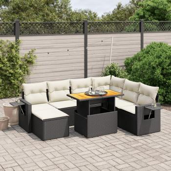 8-Piece Black Poly Rattan Garden Sofa Set with Cushions