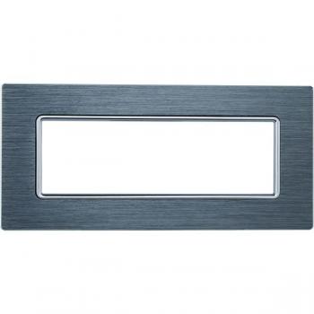 Placa de Aluminio 6 Postes Color Plata Serie Solar Compatible con Bticino Matix