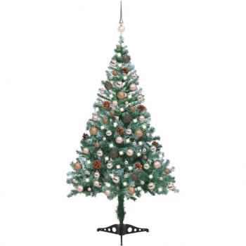 vidaXL Frosted Pre-lit Christmas Tree with Ball Set Pinecones 150 cm