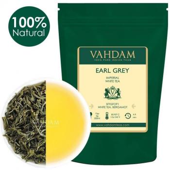 VAHDAM, Earl Grey hoja de té blanca imperial, 50 gramos