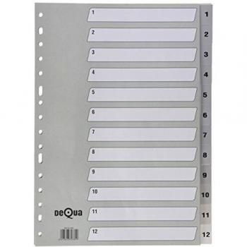 Dequa 41482 - Separador Numérico A4 con Carátula, Rango 1-12