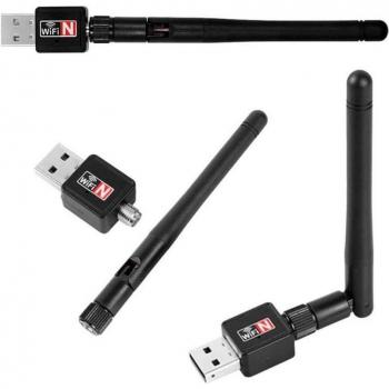 Adaptador Inalámbrico USB con Antena Externa 150Mbps 2dBi Tarjeta de Red Ethernet LAN WiFi Receptor Wireless