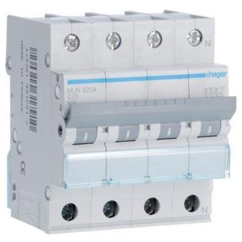 HAGER MUN620A | Interruptor automático 3P+N 20A curva-C 6kA