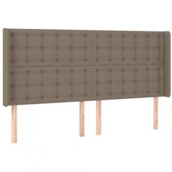 Cabecero con LED de tela gris taupe 183x16x118/128 cm
