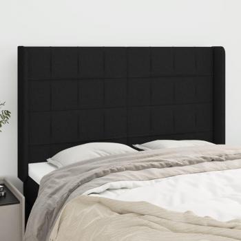 Cabecero con orejas de tela negro 147x16x118/128 cm VidaXL