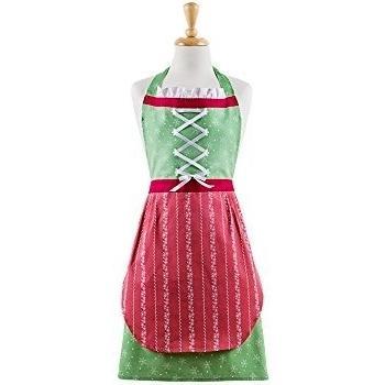 Ladelle 43964 Heidi Delantal algodón Verde/Rojo 71,5 x 81 cm