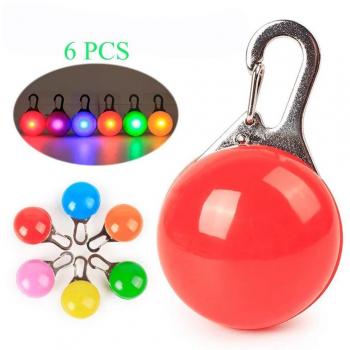 Collar Perro Luz, Homeet Luz Led Collares para Perro 6Pcs Clip-on Luces Led de Colores Luz de Seguridad Luminoso de Noche Impermeable LED Luz Perro Led Pet Collar Luz para Mascota Gato con 4 Baterías