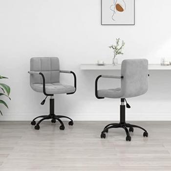 Sillas de comedor giratorias 2 uds de terciopelo gris claro Vidaxl 385002