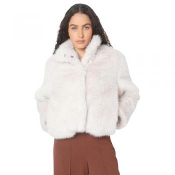 Vero Moda Women's Regular Fit Faux Fur Jacket - Ecru - Size L