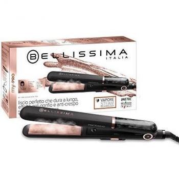 Imetec Bellissima My Pro Steam B28 100 - Plancha para cabello con vapor profesional, efecto liso anti-encrespado, revestimiento en cerámica, temperatura regulable, calentamiento rápido, negro