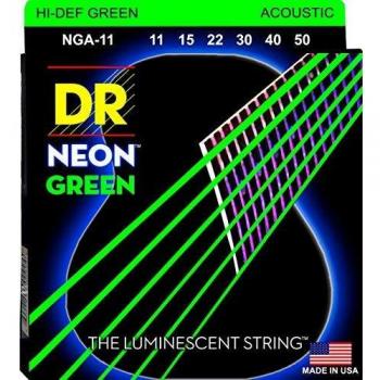 DR String NGA-11 Neon Green Juego Cuerdas Acústica
