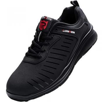 Zapatillas de Seguridad Mujer/Hombre DY-112, Zapatos de Trabajo con Punta de Acero Ultra Liviano Suave y cómodo Transpirable, Profundo Negro, 43 EU