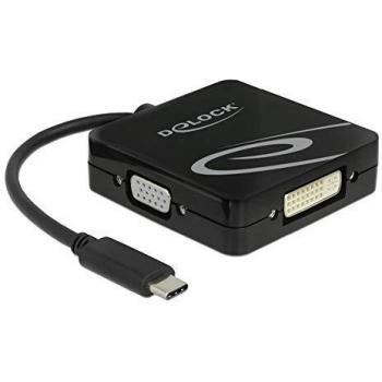 DeLock Adaptador USB tipo C para monitor VGA, HDMI, DVI o DisplayPort.