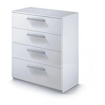 Habitdesign 007824BO - Cómoda 4 cajones, color Blanco Brillo, medidas 77x89x38 cm de fondo