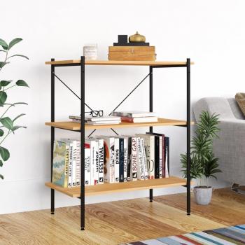 Estantería con 3 estantes Negro y Roble 80x40x92 cm Vidaxl