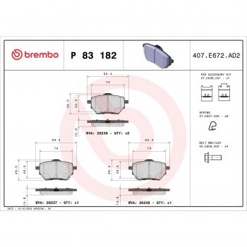 Pastillas de freno BREMBO P 83 182