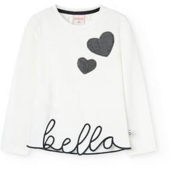Camiseta de niña Boboli de algodón con dibujo frontal y manga larga stretch knit